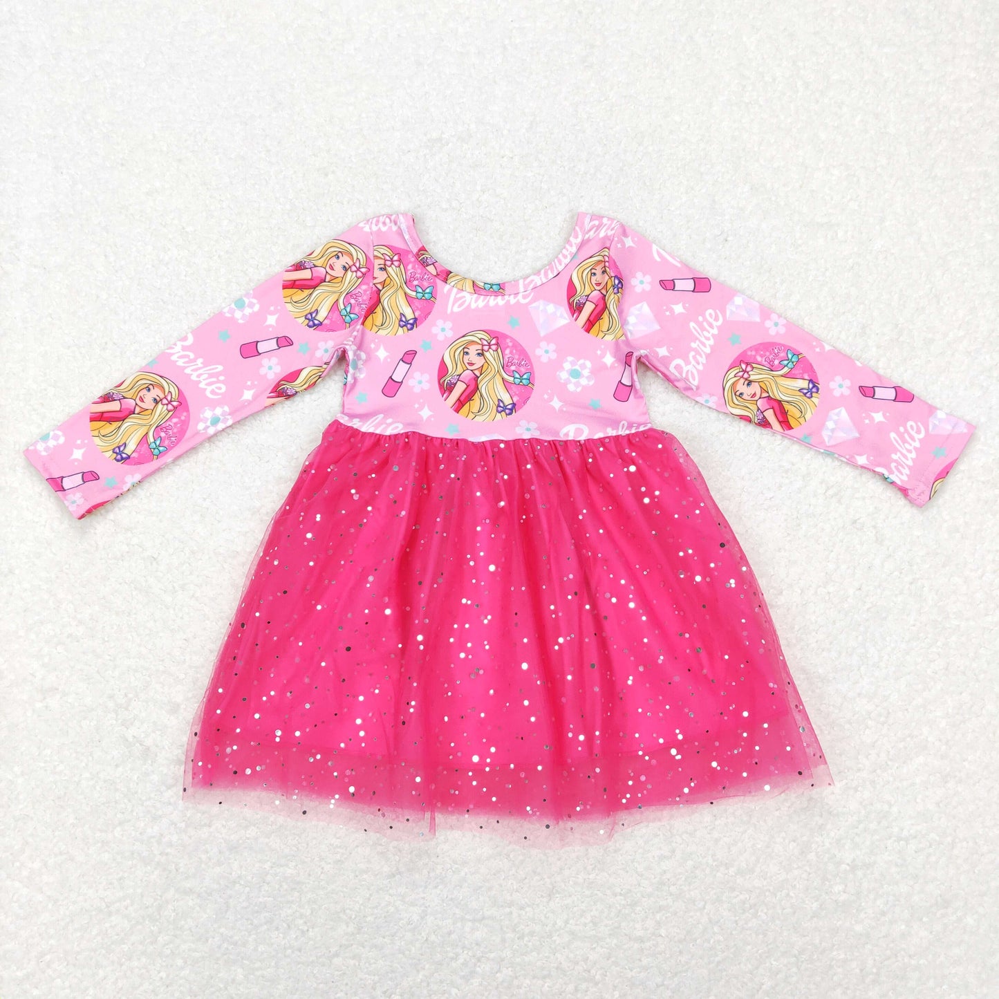 1.10 BLP0441 RTS No Moq Promotion Baby Girls Valentines Doll Pink Tutu Knee Length Dresses