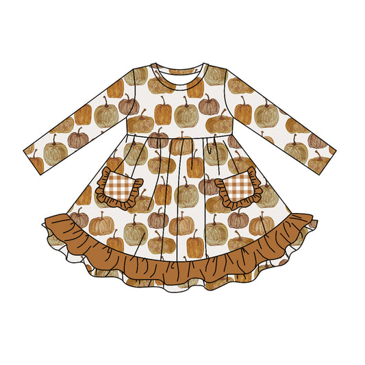 GLD0529  Pre-order baby girl clothes long sleeves summer dress