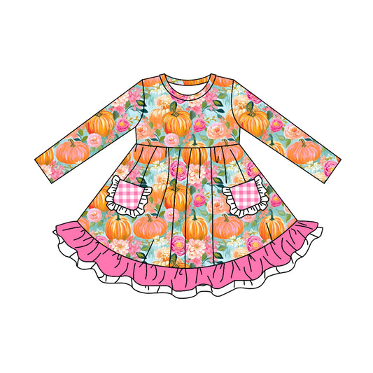 GLD0532  Pre-order baby girl clothes long sleeves summer dress