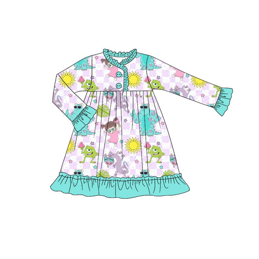 GLD0533  Pre-order baby girl clothes long sleeves summer dress