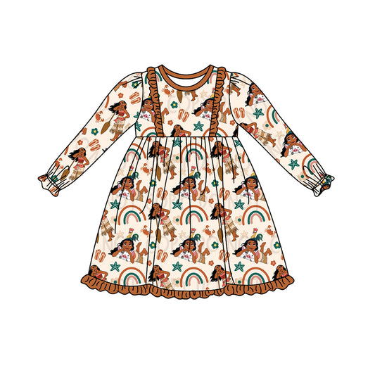 GLD0536  Pre-order baby girl clothes long sleeves summer dress
