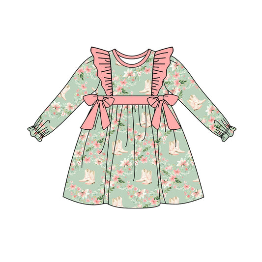 GLD0566  Pre-order baby girl clothes long sleeves summer dress
