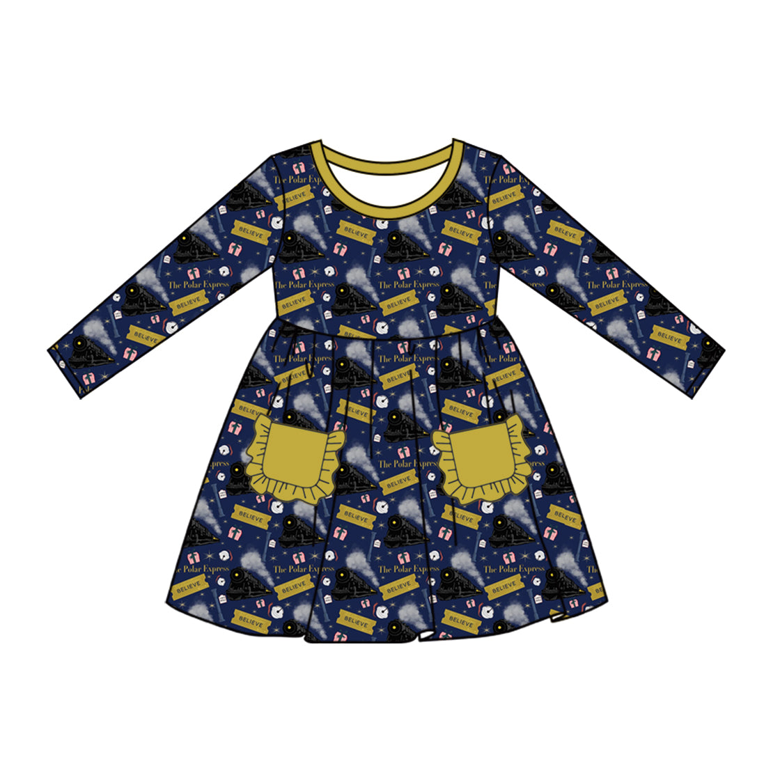 GLD0567  Pre-order baby girl clothes long sleeves summer dress