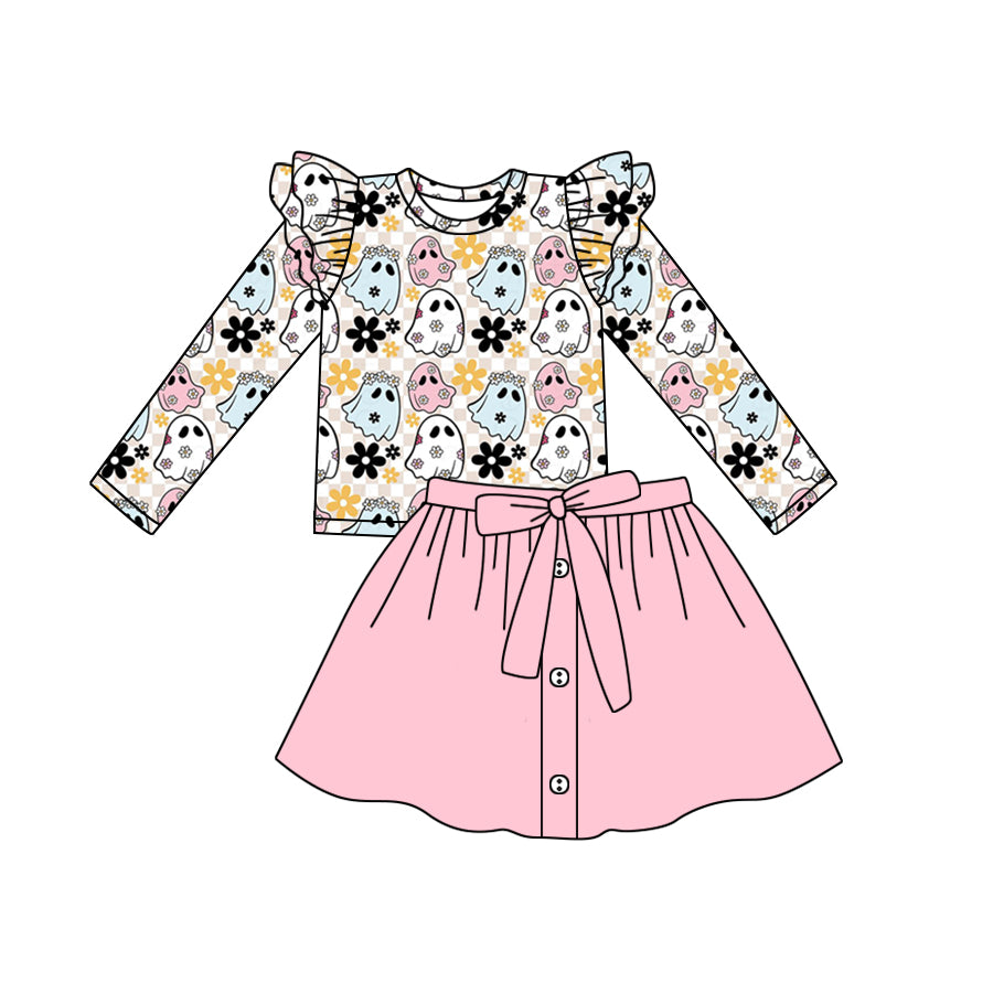 GLD0592  Pre-order baby girls clothes long sleeve top with short skirt kids autumn set