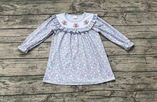 No moq GLD0600 Pre-order Size 3-6m to 14-16t baby girl clothes long sleeves summer dress