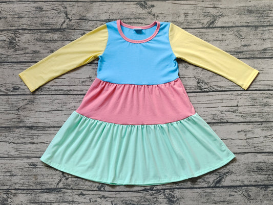 No moq  GLD0601  Pre-order Size 3-6m to 14-16t baby girl clothes long sleeves summer dress