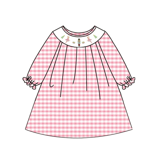 No moq  GLD0610  Pre-order Size 3-6m to 14-16t baby girl clothes long sleeves summer dress
