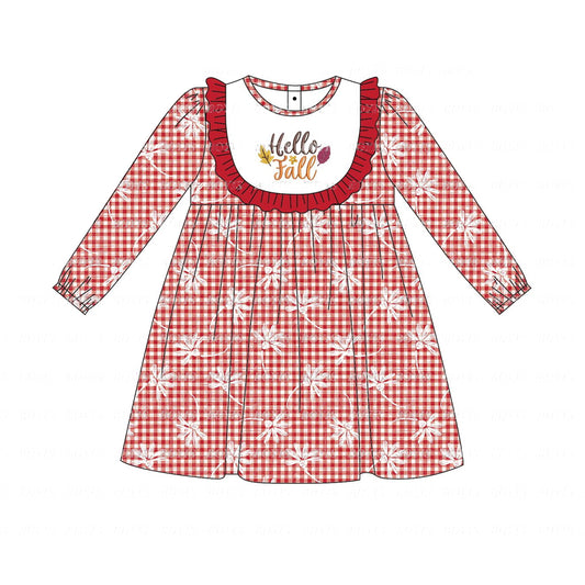 No moq  GLD0621  Pre-order Size 3-6m to 14-16t baby girl clothes long sleeves summer dress
