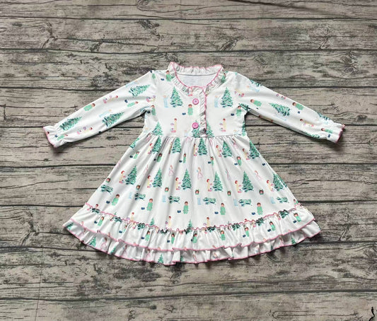 No moq  GLD0622  Pre-order Size 3-6m to 14-16t baby girl clothes long sleeves summer dress