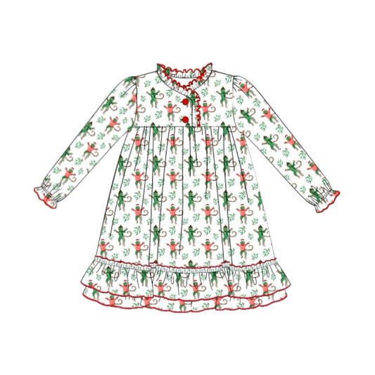 No moq  GLD0623  Pre-order Size 3-6m to 14-16t baby girl clothes long sleeves summer dress