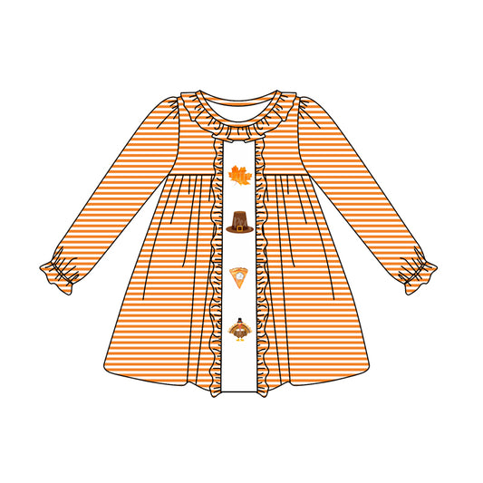 No moq  GLD0627  Pre-order Size 3-6m to 14-16t baby girl clothes long sleeves summer dress