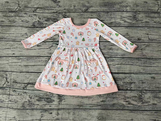 No moq  GLD0629  Pre-order Size 3-6m to 14-16t baby girl clothes long sleeves summer dress