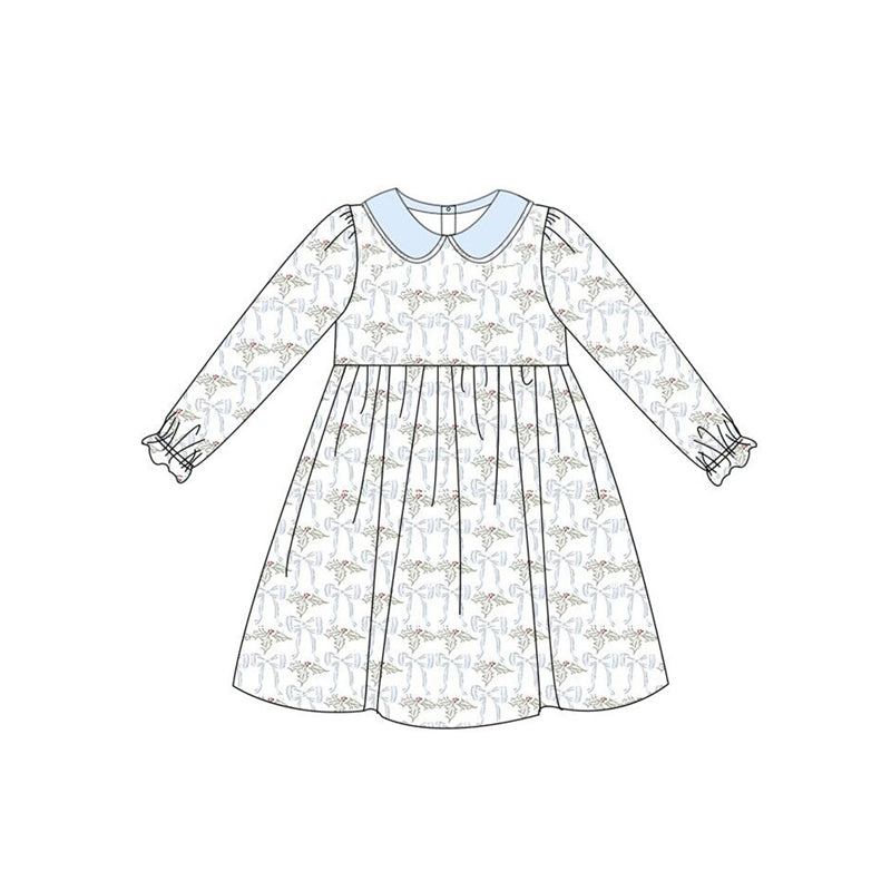 No moq  GLD0635  Pre-order Size 3-6m to 14-16t baby girl clothes long sleeves summer dress
