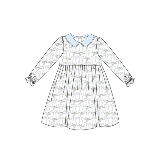 No moq  GLD0635  Pre-order Size 3-6m to 14-16t baby girl clothes long sleeves summer dress