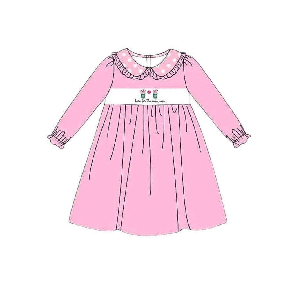 No moq  GLD0642  Pre-order Size 3-6m to 14-16t baby girl clothes long sleeves summer dress
