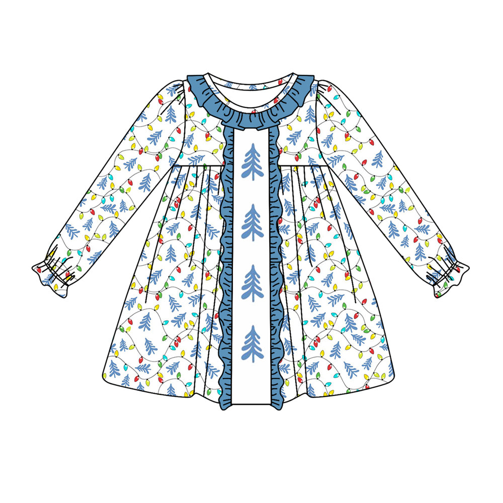 No moq  GLD0646  Pre-order Size 3-6m to 14-16t baby girl clothes long sleeves summer dress