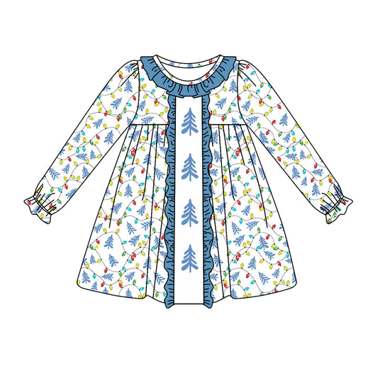 No moq  GLD0646  Pre-order Size 3-6m to 14-16t baby girl clothes long sleeves summer dress