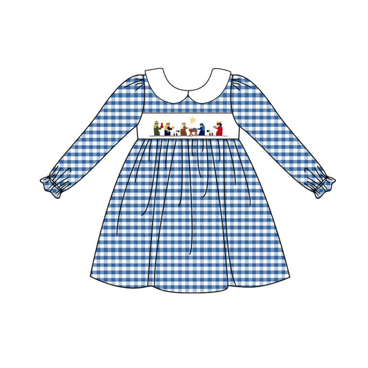 No moq  GLD0647  Pre-order Size 3-6m to 14-16t baby girl clothes long sleeves summer dress