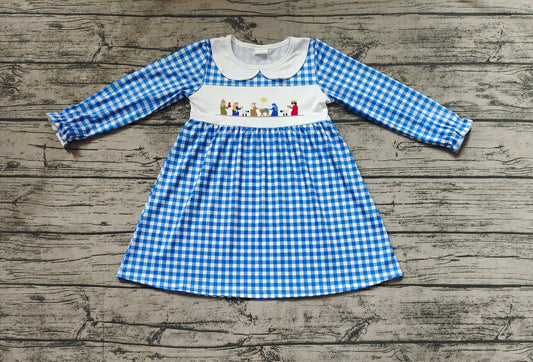 No moq  GLD0647  Pre-order Size 3-6m to 14-16t baby girl clothes long sleeves summer dress