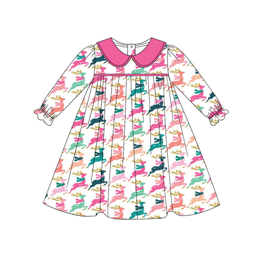 No moq  GLD0648  Pre-order Size 3-6m to 14-16t baby girl clothes long sleeves summer dress