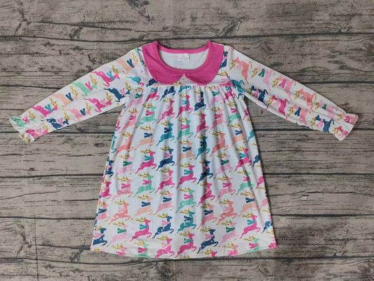 No moq  GLD0648  Pre-order Size 3-6m to 14-16t baby girl clothes long sleeves summer dress