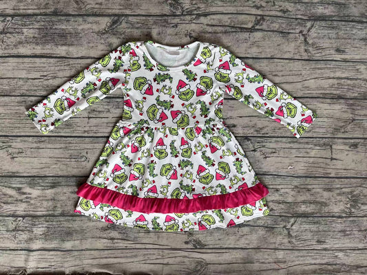 No moq  GLD0651  Pre-order Size 3-6m to 14-16t baby girl clothes long sleeves summer dress