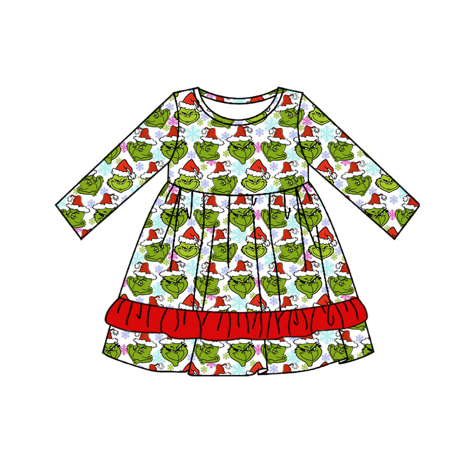 NO moq GLD0660 Pre-order Size 3-6m to 14-16t baby girl clothes long sleeves autumn dress