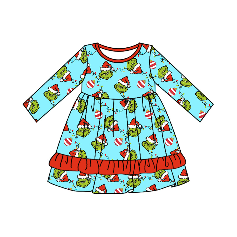 NO moq GLD0661 Pre-order Size 3-6m to 14-16t baby girl clothes long sleeves autumn dress