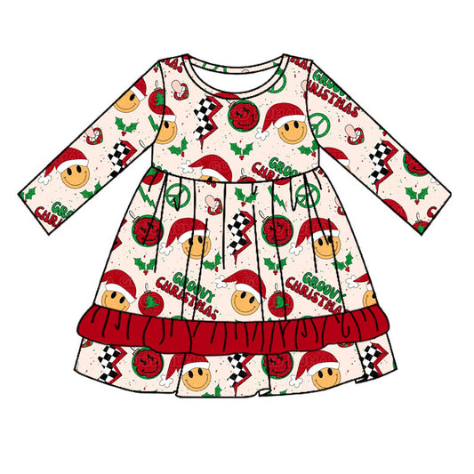 NO moq GLD0662  Pre-order Size 3-6m to 14-16t baby girl clothes long sleeves autumn dress