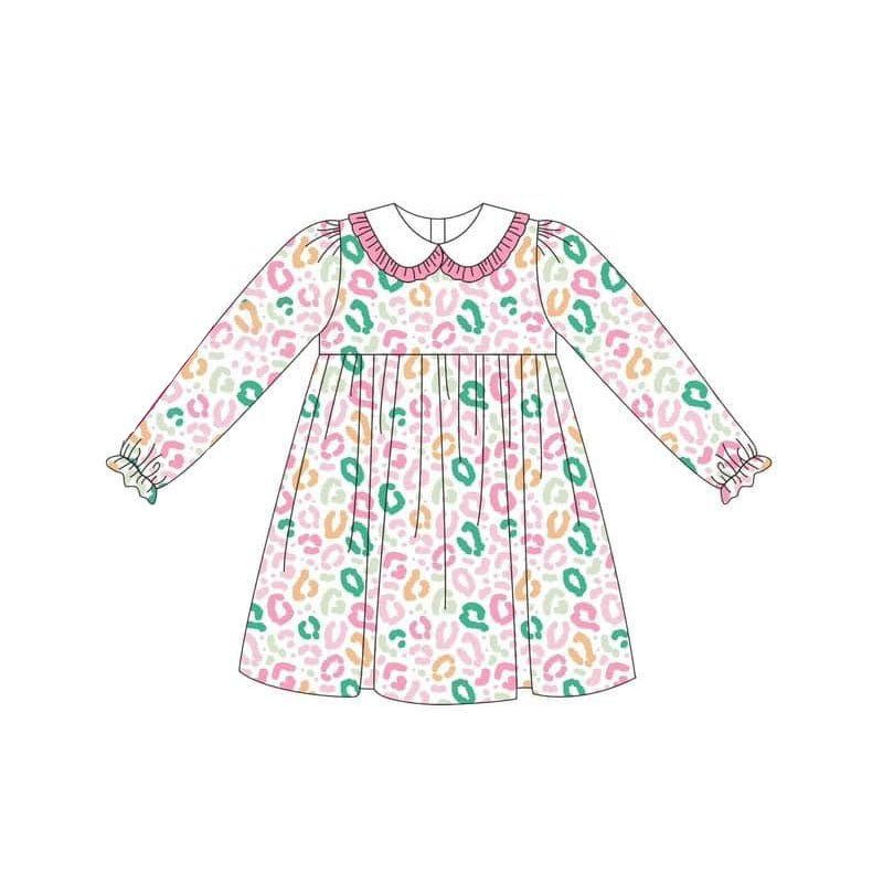 No moq  GLD0664 Pre-order Size 3-6m to 14-16t baby girl clothes long sleeves autumn dress