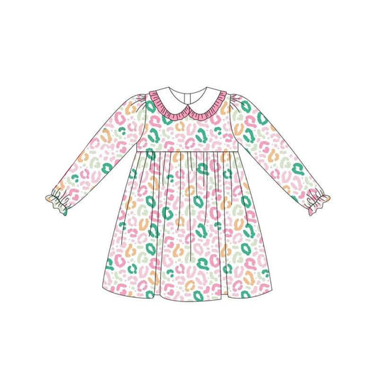 No moq  GLD0664 Pre-order Size 3-6m to 14-16t baby girl clothes long sleeves autumn dress