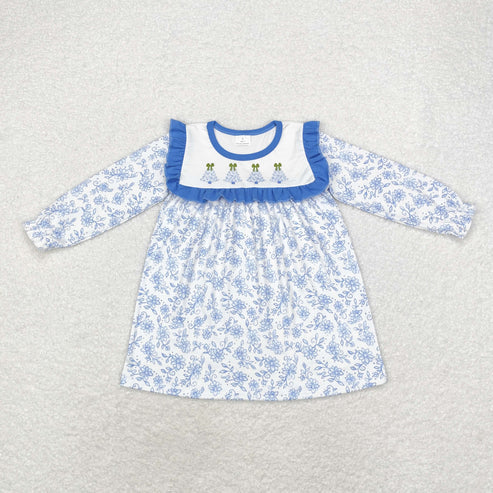 10.30 RST Sibling Baby Girls Bows Trees Plaid Christmas Ruffle Knee Length Dresses