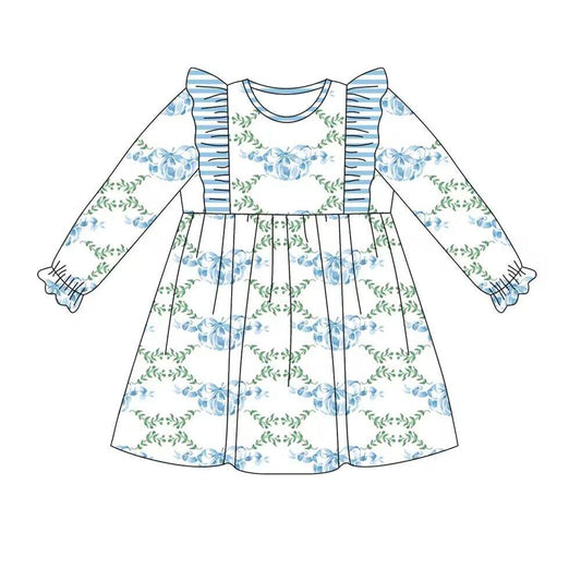 NO moq GLD0697 Pre-order Sizes 3-6m to 14-16t baby girl clothes long sleeves summer dress