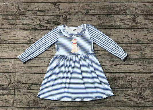 NO moq GLD0701  Pre-order Sizes 3-6m to 14-16t baby girl clothes embroidery long sleeves summer dress