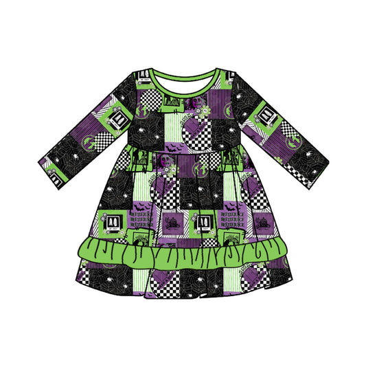 NO moq GLD0702  Pre-order Sizes 3-6m to 14-16t baby girl clothes long sleeves summer dress