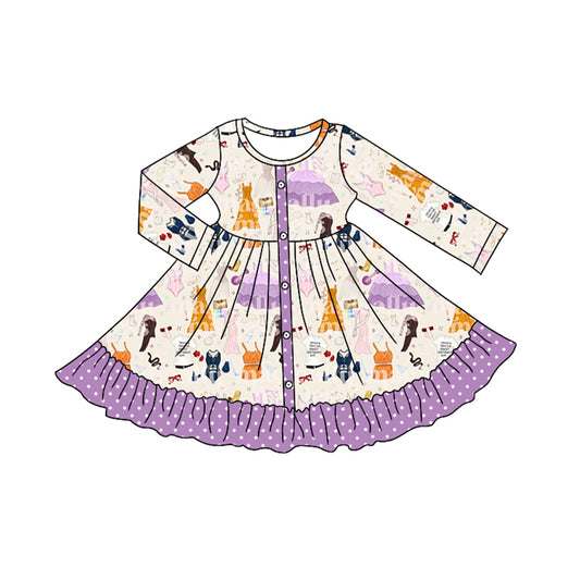 NO moq GLD0710  Pre-order Sizes 3-6m to 14-16t baby girl clothes long sleeves autumn dress