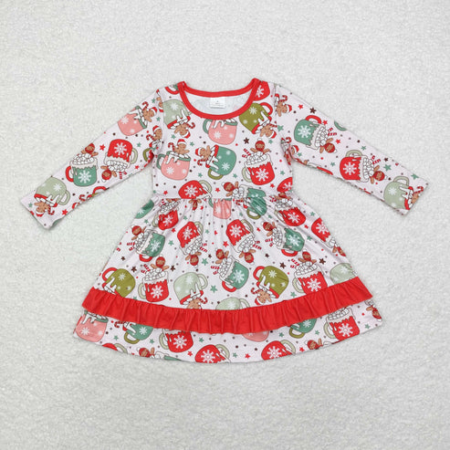 11.1 RST Sibling Baby Girls Gingerbread Candy Cane Christmas Ruffle Knee Length Dresses