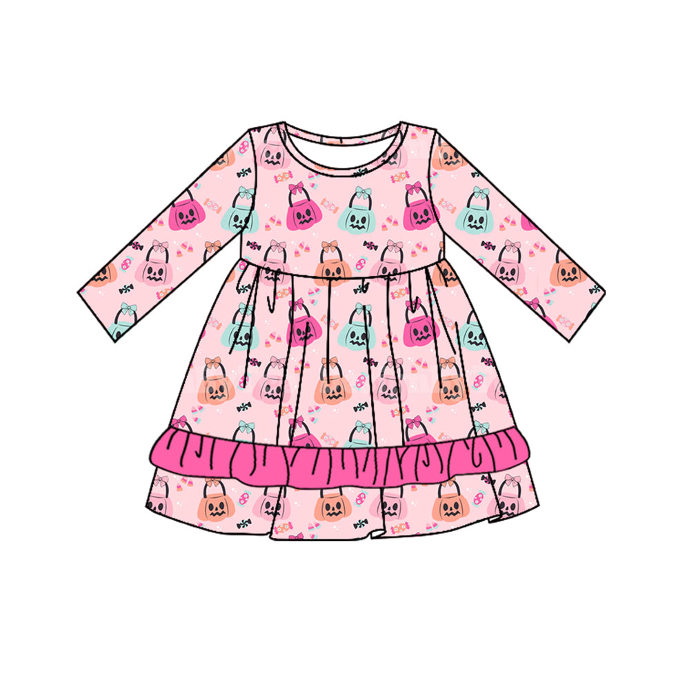 NO moq GLD0751 Pre-order Sizes 3-6m to 14-16t baby girl clothes long sleeves summer dress