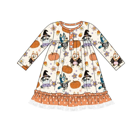 NO moq GLD0752 Pre-order Sizes 3-6m to 14-16t baby girl clothes long sleeves summer dress