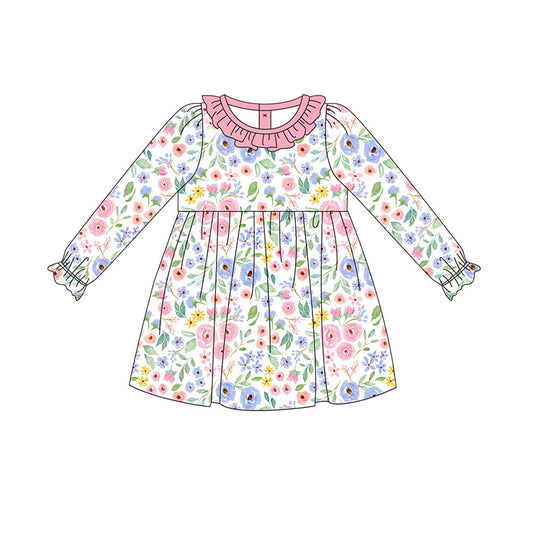 NO moq GLD0759  Pre-order Sizes 3-6m to 14-16t baby girl clothes long sleeves summer dress