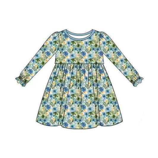 NO moq GLD0760  Pre-order Sizes 3-6m to 14-16t baby girl clothes long sleeves summer dress