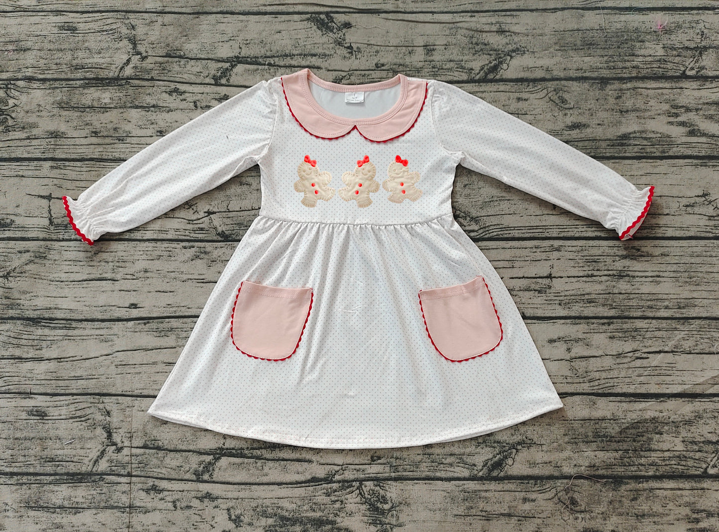 NO moq GLD0765 Pre-order Sizes 3-6m to 14-16t baby girl clothes embroidery long sleeves autumn dress