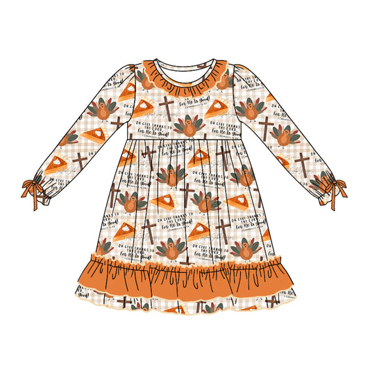 NO moq GLD0767 Pre-order Sizes 3-6m to 14-16t baby girl clothes long sleeves autumn dress