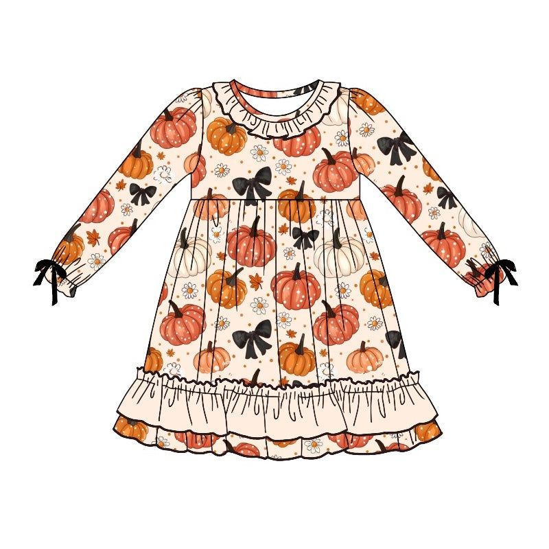 NO moq GLD0781 Pre-order Sizes 3-6m to 14-16t baby girl clothes long sleeves autumn dress