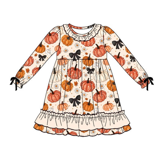 NO moq GLD0781 Pre-order Sizes 3-6m to 14-16t baby girl clothes long sleeves autumn dress