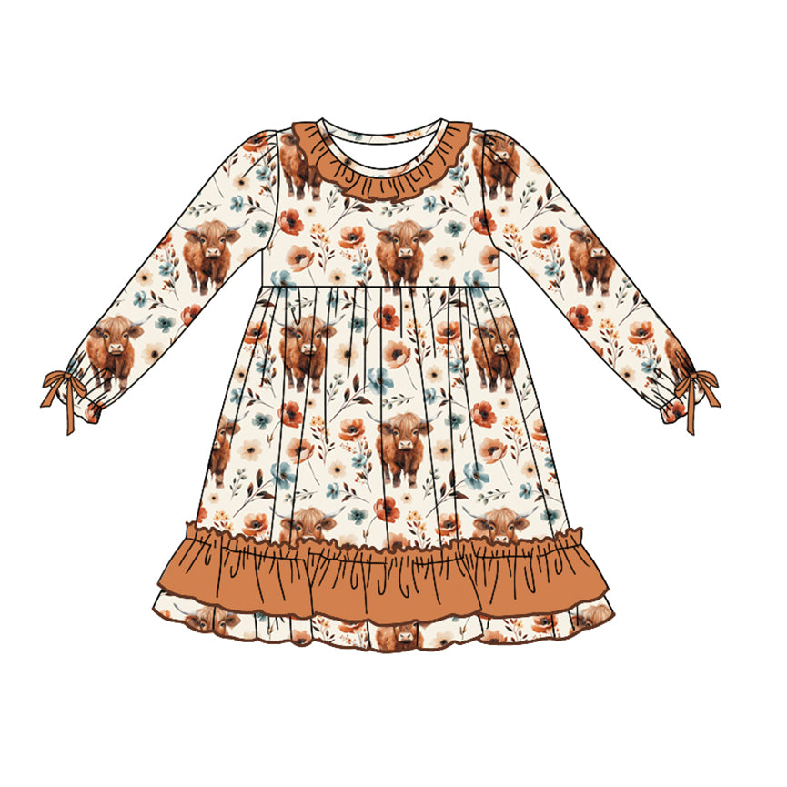 NO moq GLD0784  Pre-order Sizes 3-6m to 14-16t baby girl clothes long sleeves autumn dress