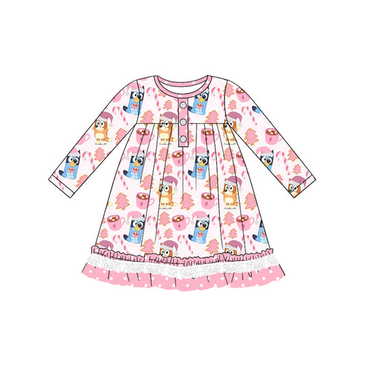 NO moq GLD0787  Pre-order Sizes 3-6m to 14-16t baby girl clothes long sleeves autumn dress