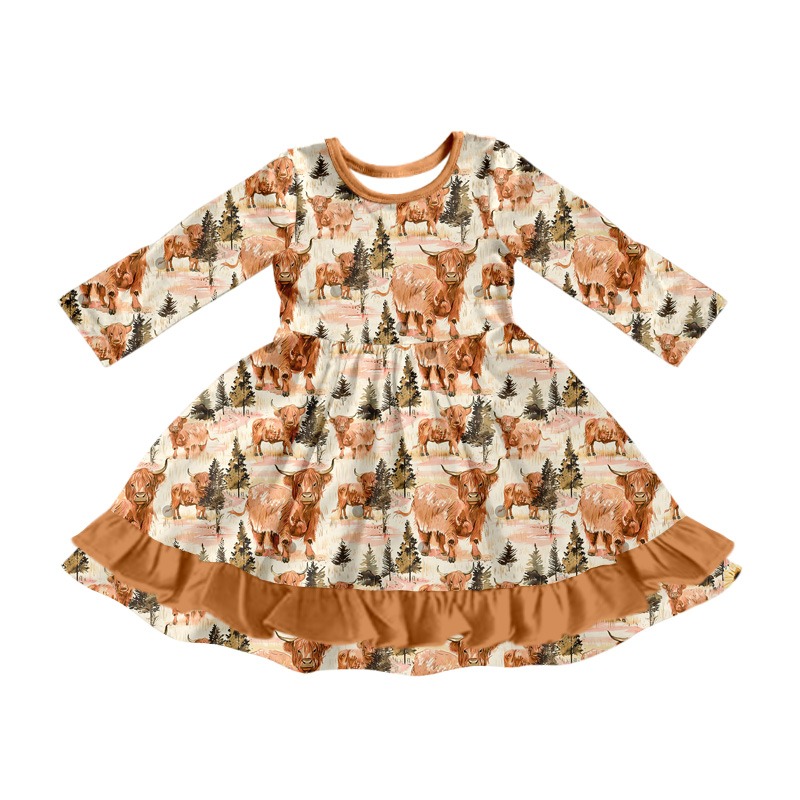 NO moq GLD0798 Pre-order Sizes 3-6m to 14-16t baby girl clothes long sleeves autumn dress