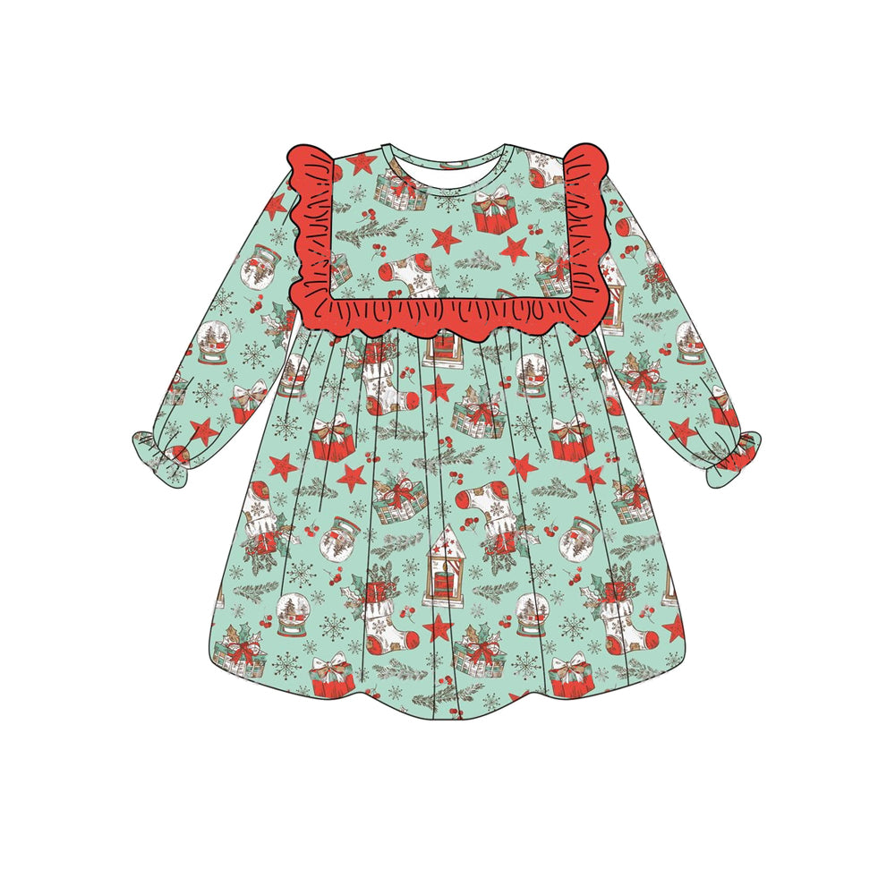 NO moq GLD0800 Pre-order Sizes 3-6m to 14-16t baby girl clothes long sleeves autumn dress