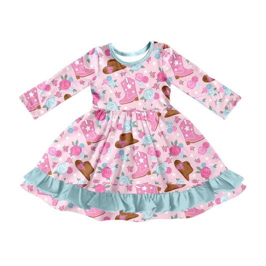 NO moq GLD0819 Pre-order Sizes 3-6m to 14-16t baby girl clothes long sleeves autumn dress